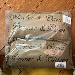 Reindeer throw pillows.